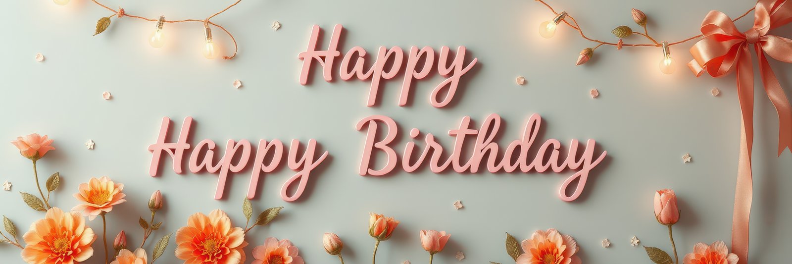 Colorful birthday decorations with flowers and lights create a festive atmosphere for celebration